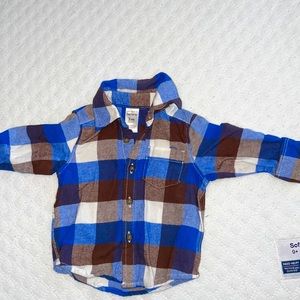 Brand New 3 Month Carter’s Plaid Flannel Button Down Long Sleeve Shirt